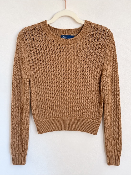 Polo Ralph Lauren Sweaters - Polo Ralph Lauren Tan Knit Crewneck Sweater Thick Country Club Prep Old Money
